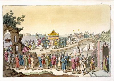 游行到道教传统婚礼，来自朱利奥·费拉里奥的“Le Costume Ancien et Moderne”插图，出版于1820年代至30年代 作者 Giovanni Bigatti